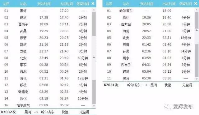 注:k7031/2可提前15天网络订票.