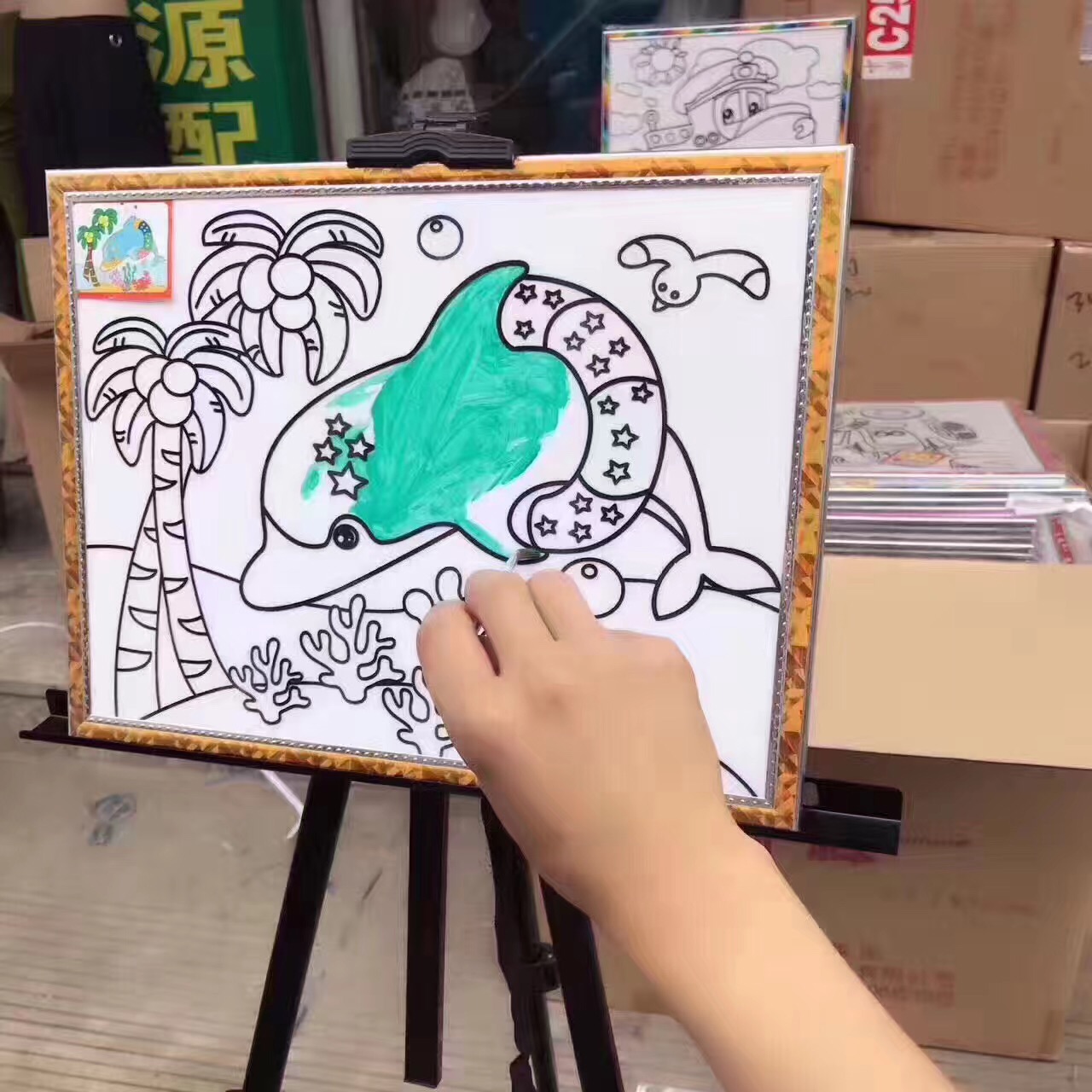 摆地摊夏季diy儿童数字油画,涂鸦画板