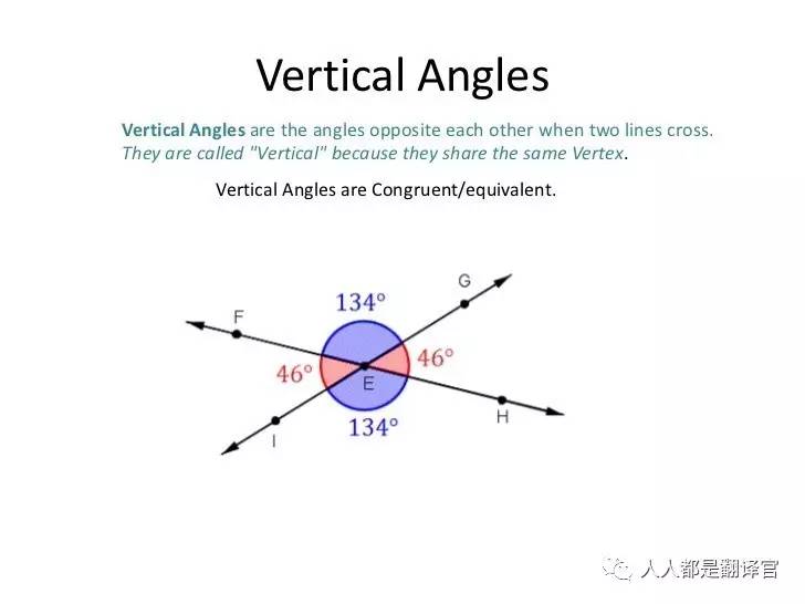 intersect 相交 角  | angle ● ● ● ● ● ● alternate angle