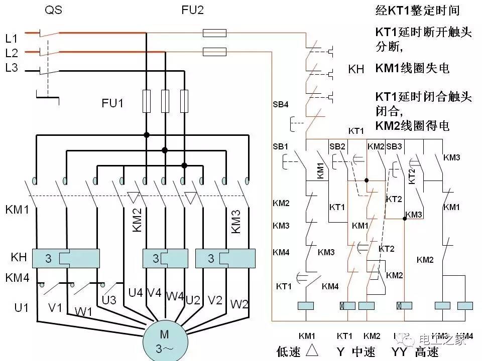 三速电动机与控制线路