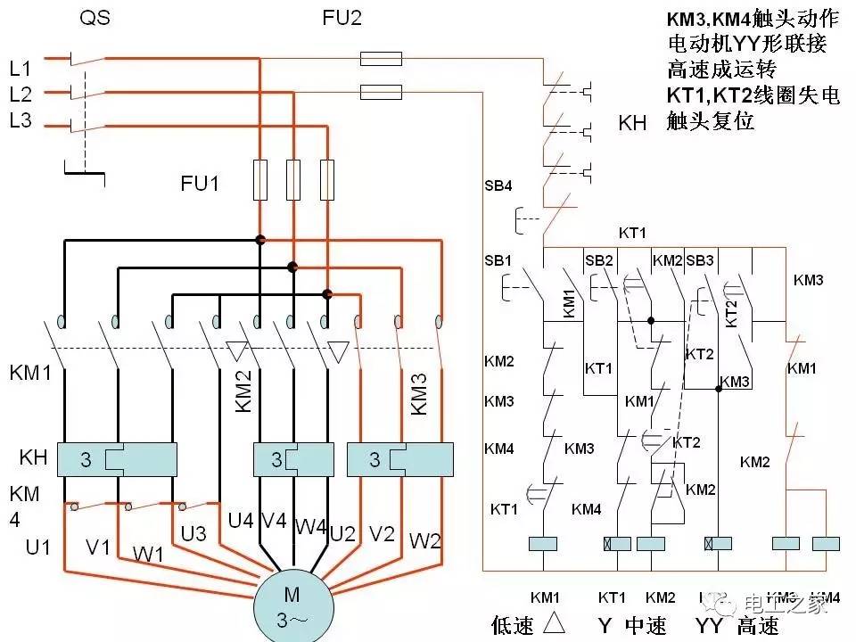 三速电动机与控制线路