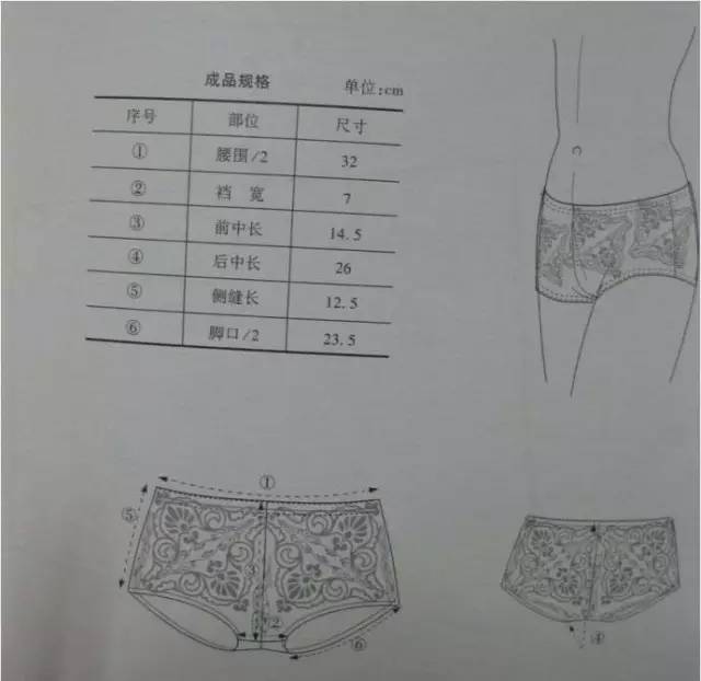 内衣纸样女士平角内裤的结构制图