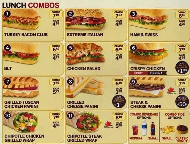 2. tim hortons lunch combos 午餐套餐