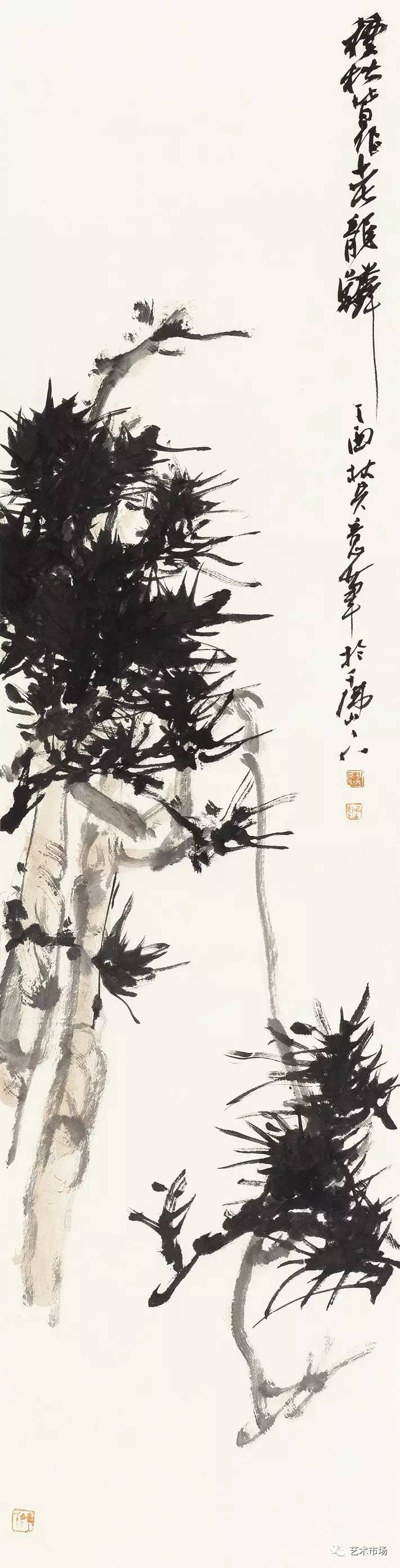 林兵《种松皆作老龙鳞》138×34.5cm 2017年