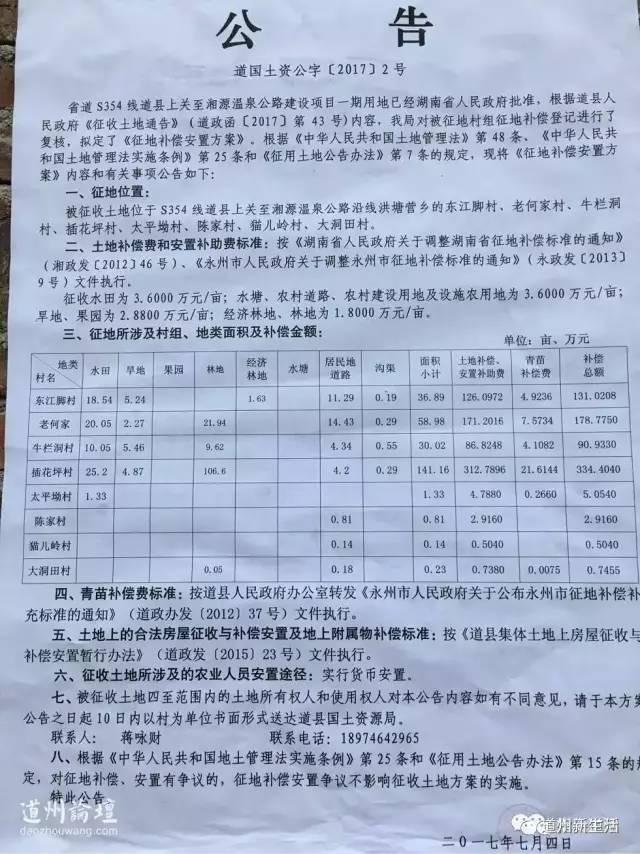 道县上坦公路最新消息,征收安置补偿方案公告