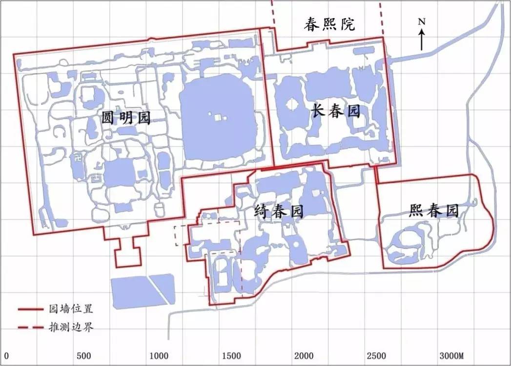 最广的时候,可以说有"圆明五园"这种称谓,这是历史地图上曾经写过的