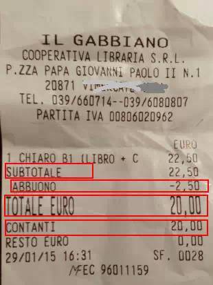 来,带你读懂意大利消费小票