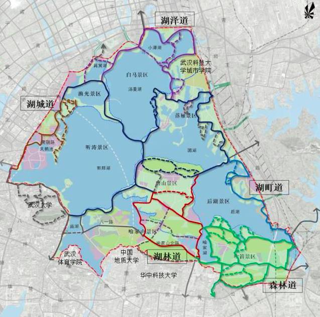 东湖绿道二期工程已经开始施工 由湖城道,湖泽道,湖町道,森林道,湖