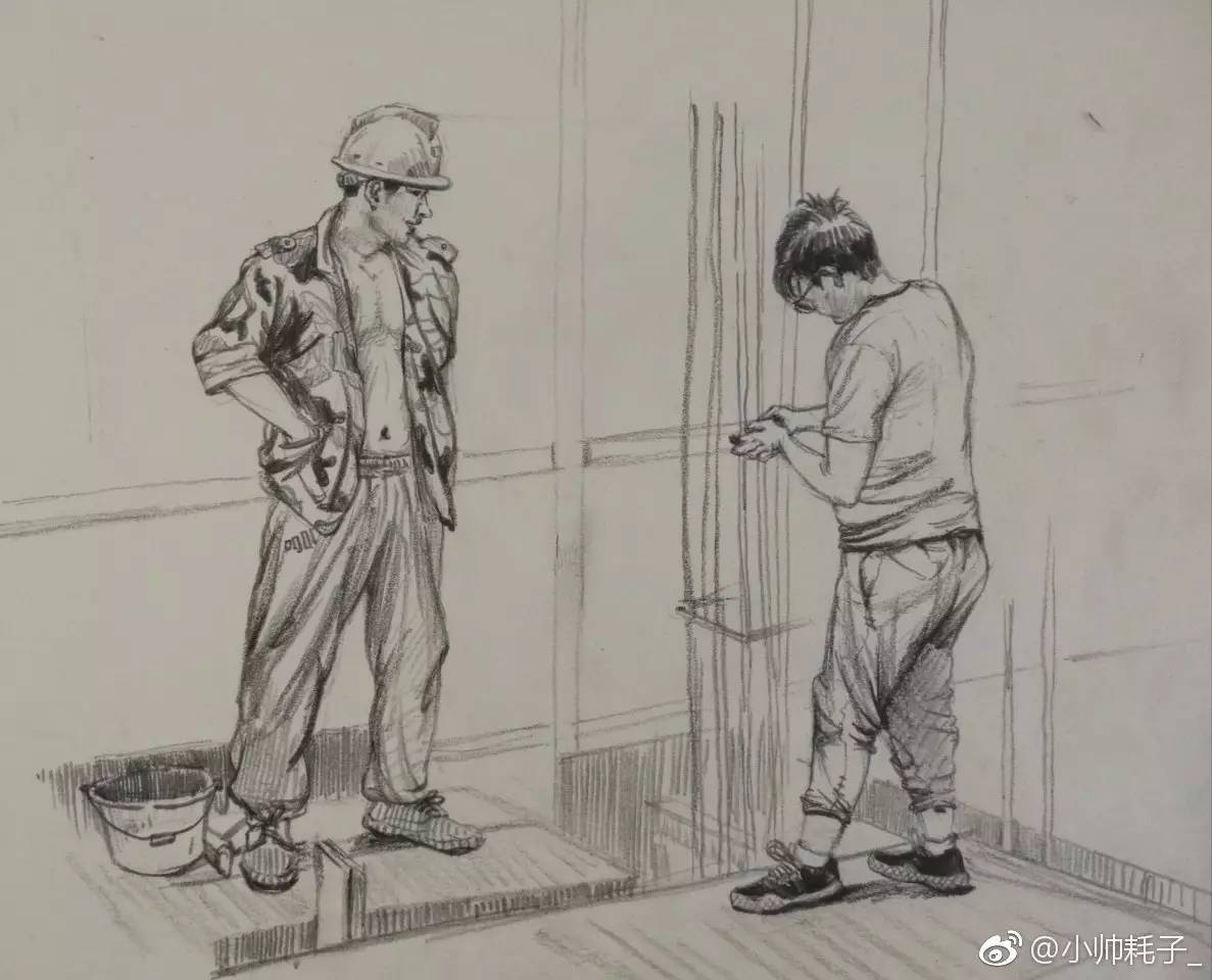 淮北建筑小工咋恁文艺:铅笔绘画记录一天辛劳