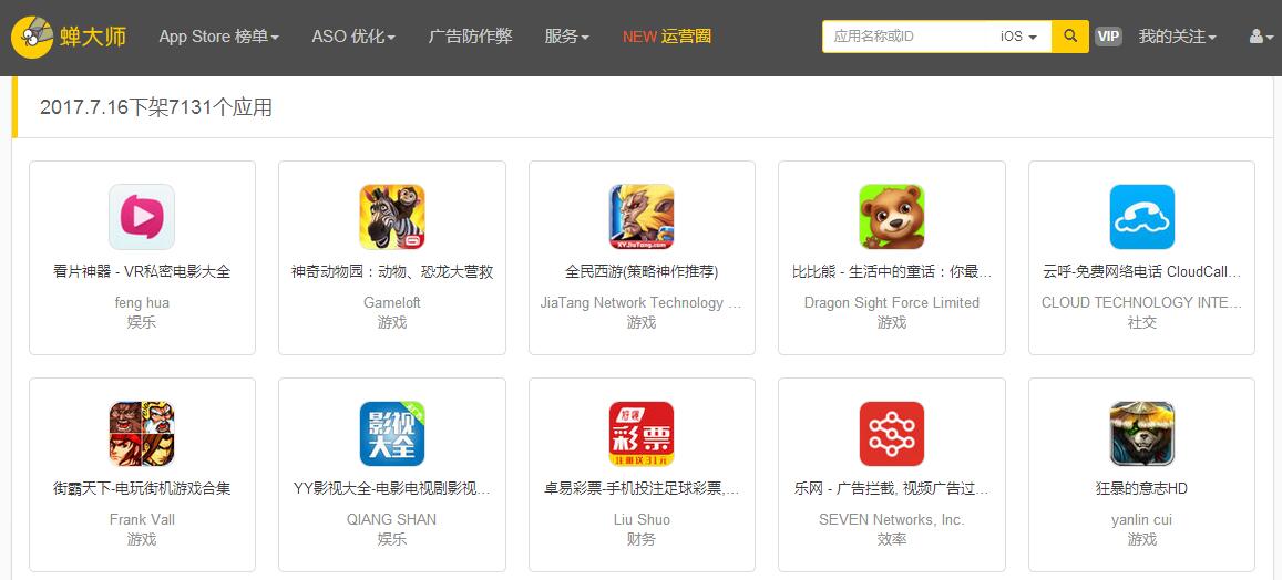 龙榜ASO优化师7月16日苹果下架中国区7000余款应用程序 第2张