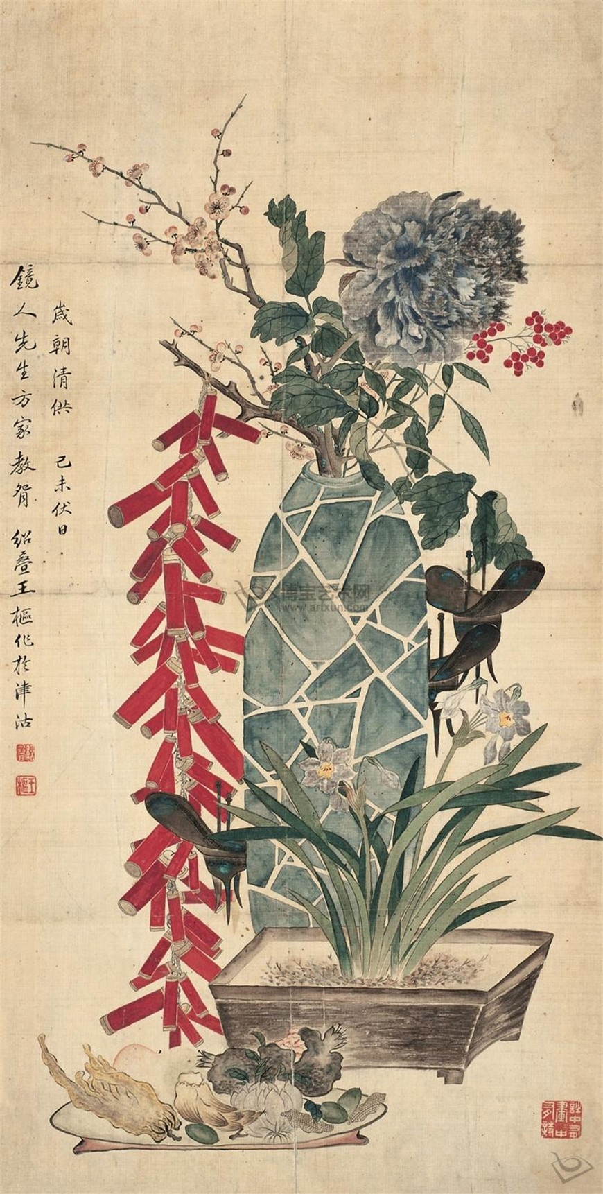 绘画孔子瑜孔小瑜花卉博古画