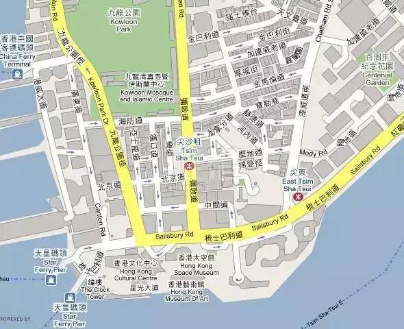 尖沙咀区域地图尖沙咀区内设有不少购物大型商场,包括新港中心,太阳