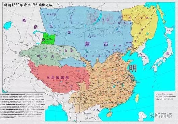 朱元璋的明朝就是下面这些疆域了,当然各地纷争不断,领土也经常被划分图片