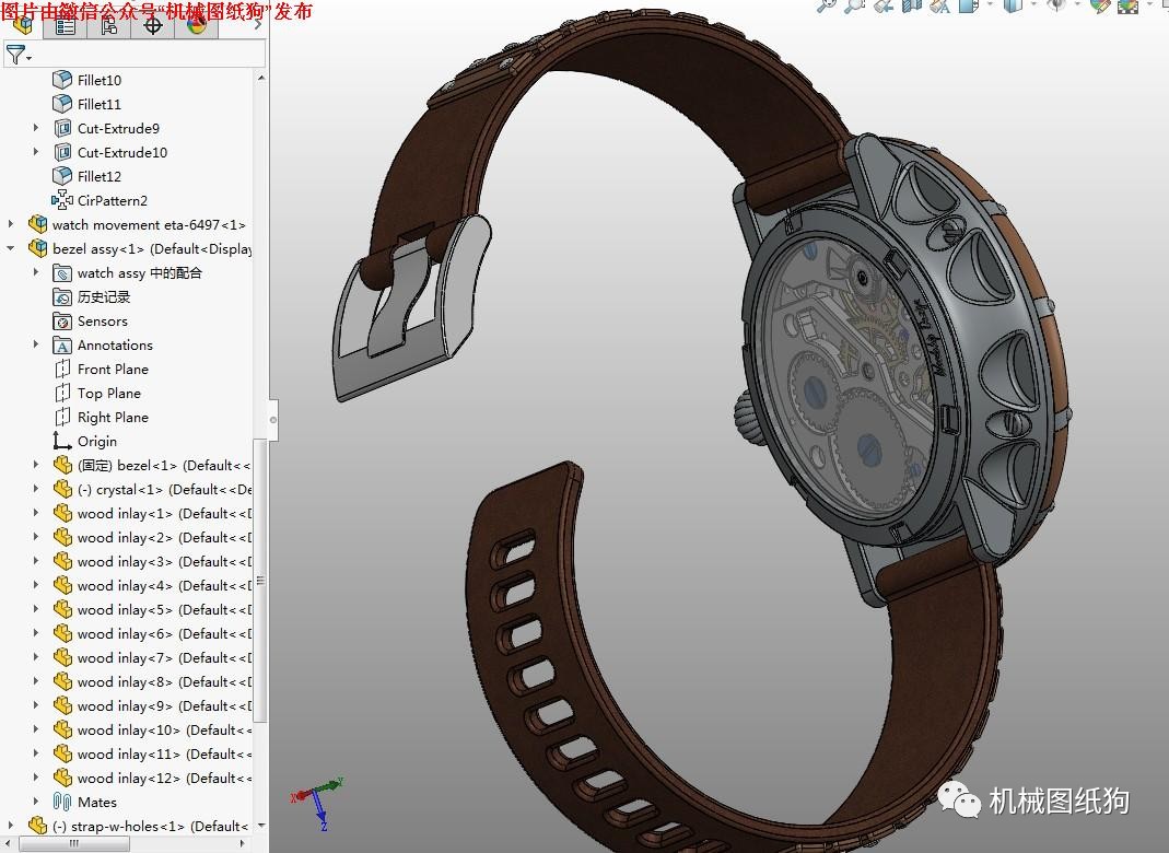 【生活艺术】wc机械手表( 详细内部结构构造)3d模型图纸 solidworks