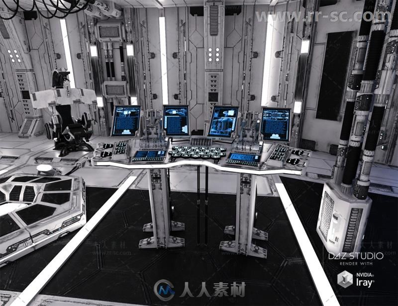 超精细未来科技控制室房间场景环境3d模型合辑