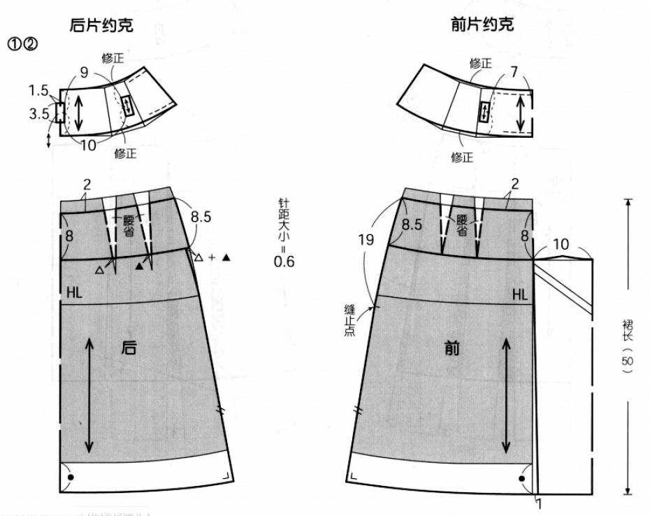 约克分割低腰裙的结构设计与纸样画法