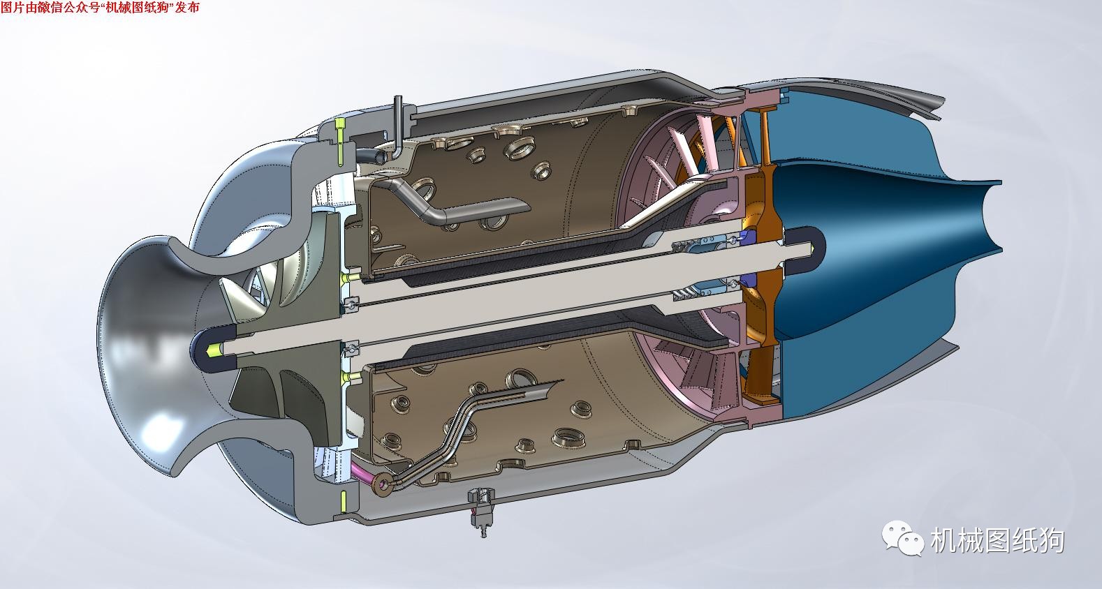 【发动机电机】微型涡喷发动机(涡轮喷气航模油机)3d模型图纸 step