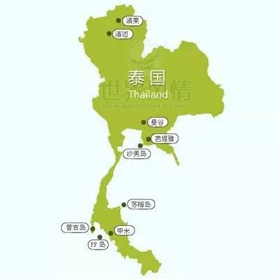 泰国地图及其南部普吉岛景点推荐 泰国分为几大目的地:从北到南分别是图片