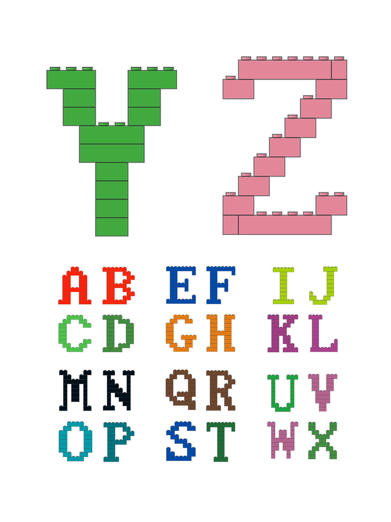 有一种字体,叫乐高体,用乐高积木拼26个英文字母