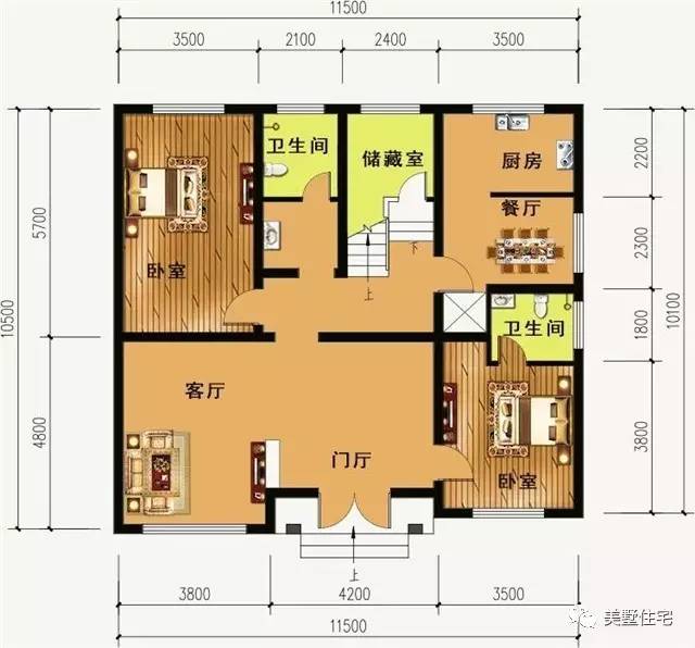 11x10米方正农村小别墅,室内布局非常适合农村实