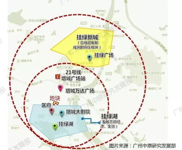 该地块区位条件优越,北端临近增城万达广场,与地铁21号线增城广场站