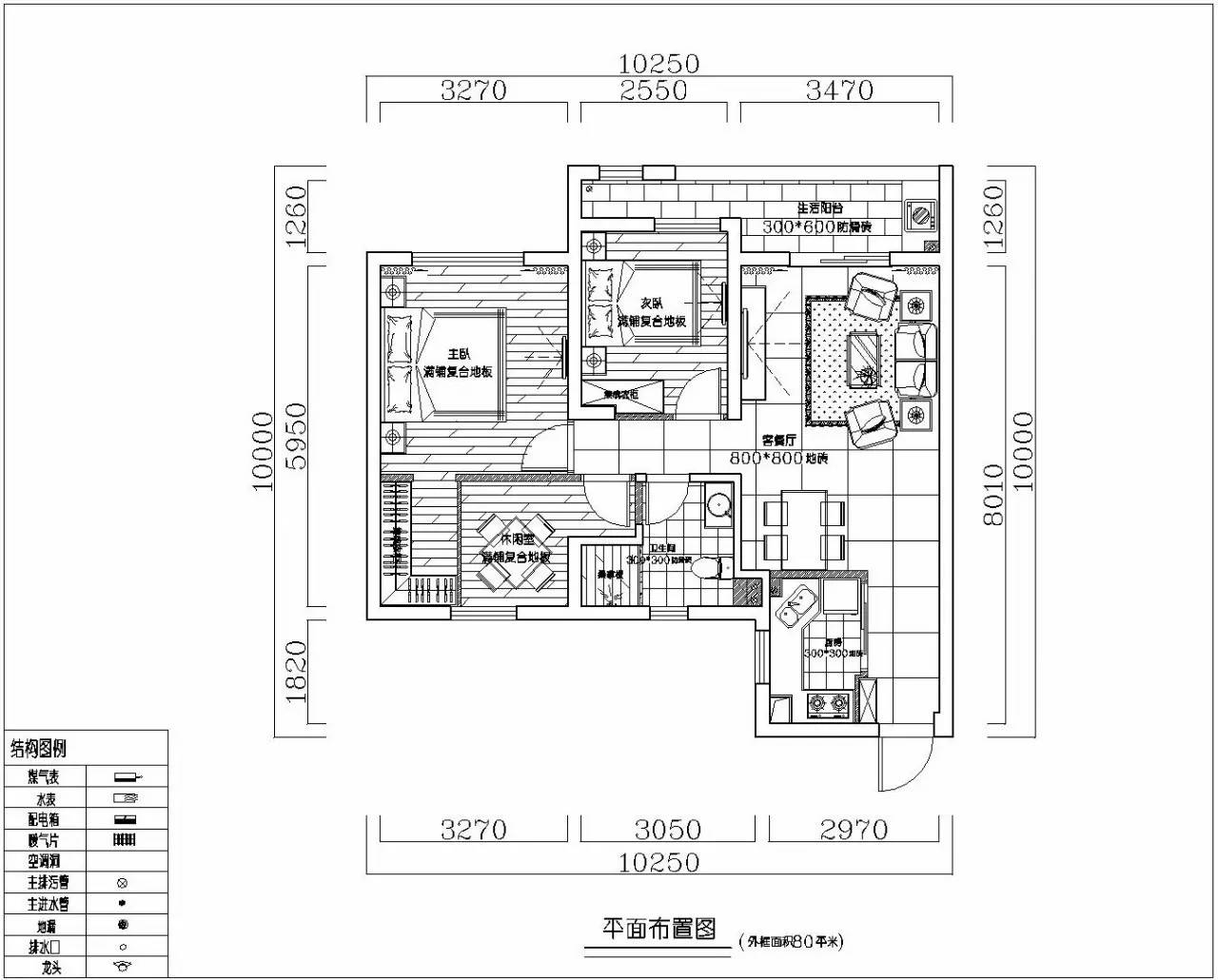 现代风格 楚天都市朗园80㎡