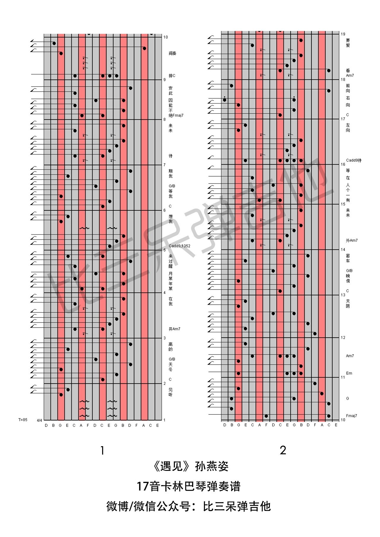 简谱17音_大鱼拇指琴简谱17音(2)