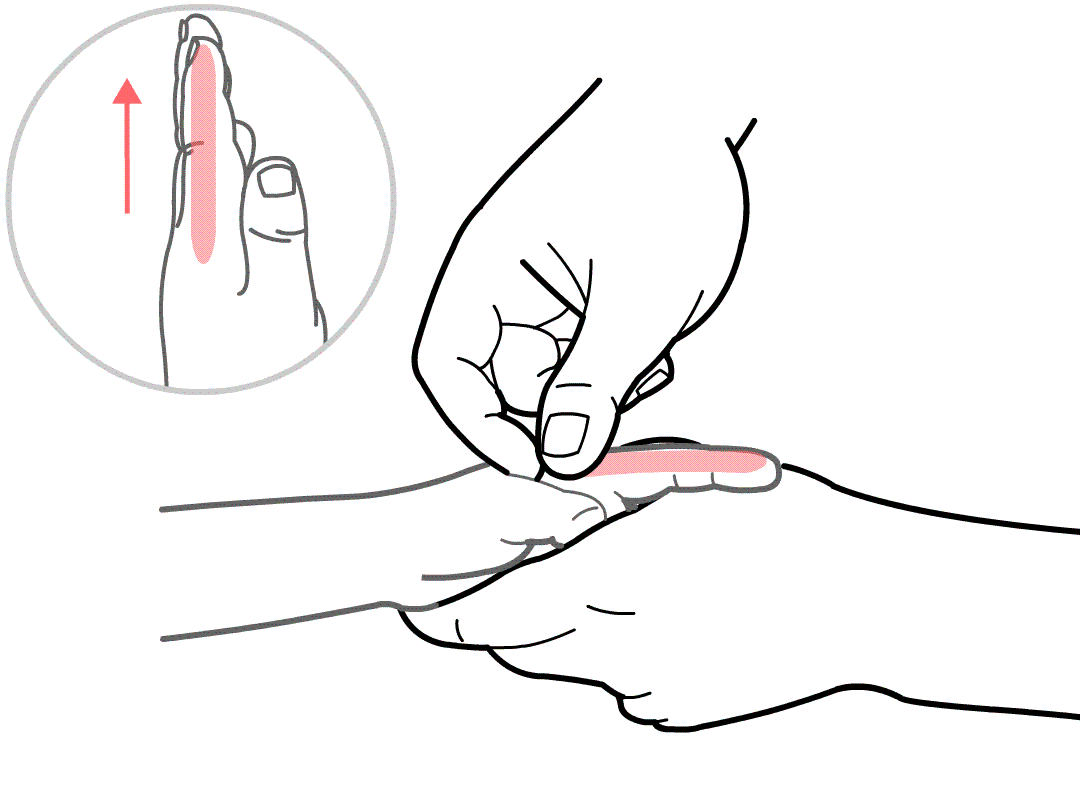 清天河水则是推前臂内侧正中,用大拇指或将食指,中指两指并拢,以指腹