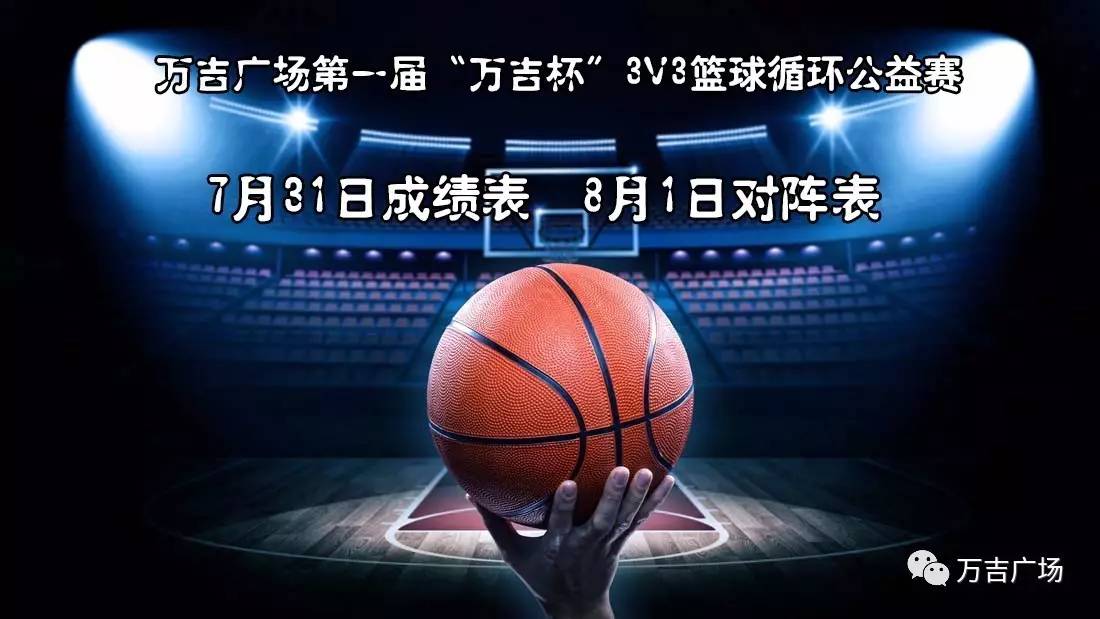 "万吉杯"3v3篮球循环公益赛7月31日成绩表,8月1日对阵表