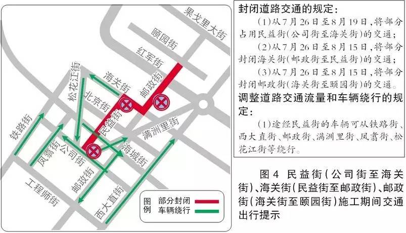 哈尔滨民益街,邮政街,一曼街等10多条街路得绕行了丨内有详细引导图图片