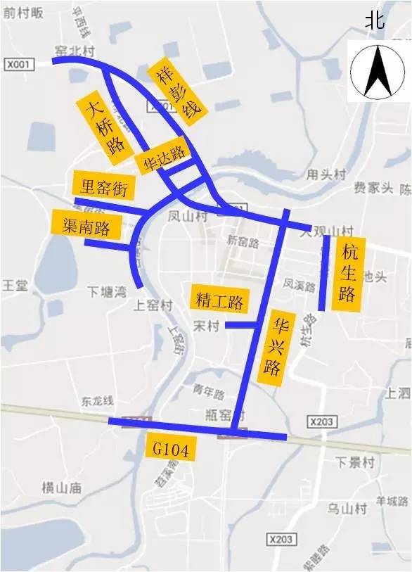 绕行方案: 一,g104苕溪段跨线桥工程分流绕行方案 (1)德清杭州方向