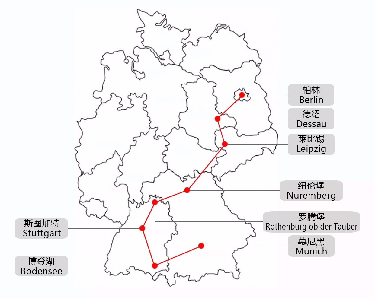 柏林,德绍,莱比锡,纽伦堡,罗腾堡,斯图加特,慕尼黑游学城市2017年08月