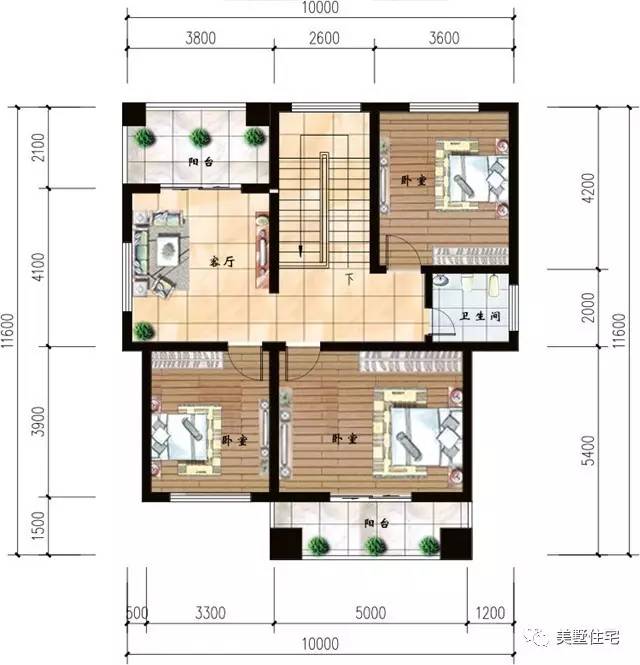 10x11.6米农村自建房,大客厅符合农村习惯