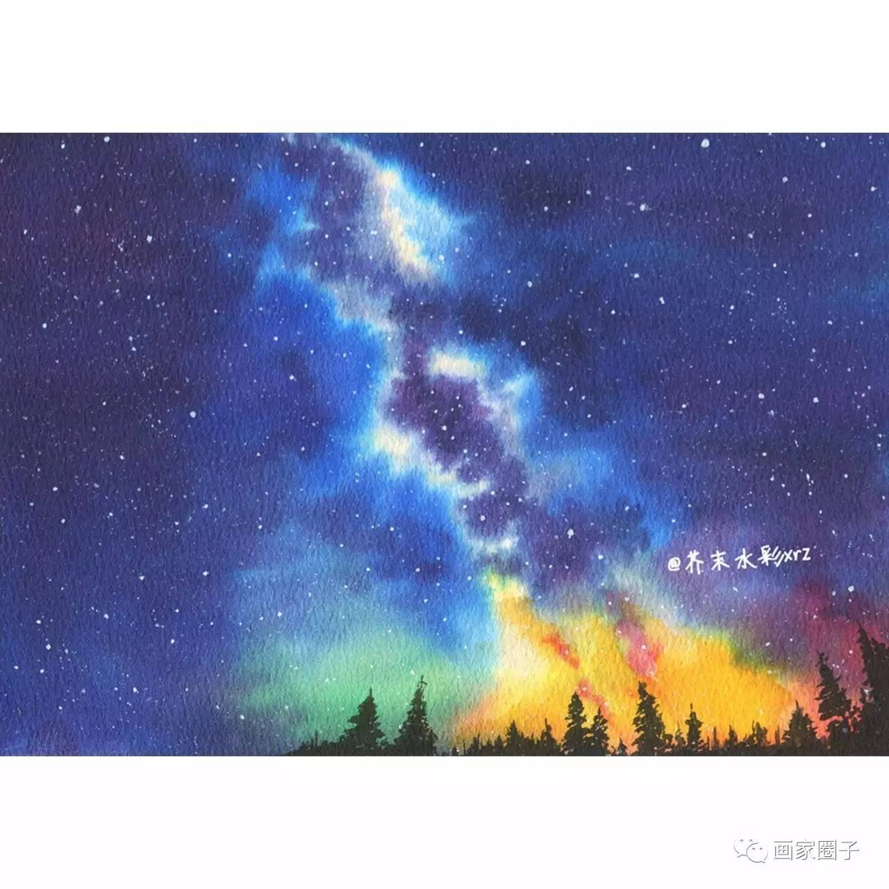 如何画星空彩铅笔画