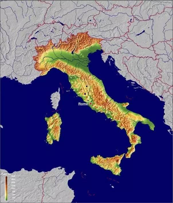 意大利地形图图片