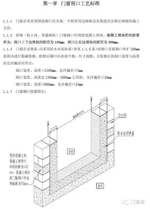 第一章 门窗洞口工艺标准