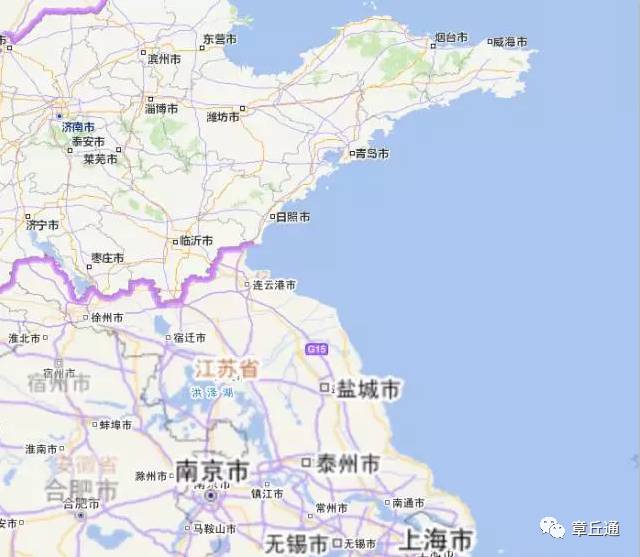 文中的山东省临沂市青岛市,日照市潍坊市 与浙江省交界地区 是把中间