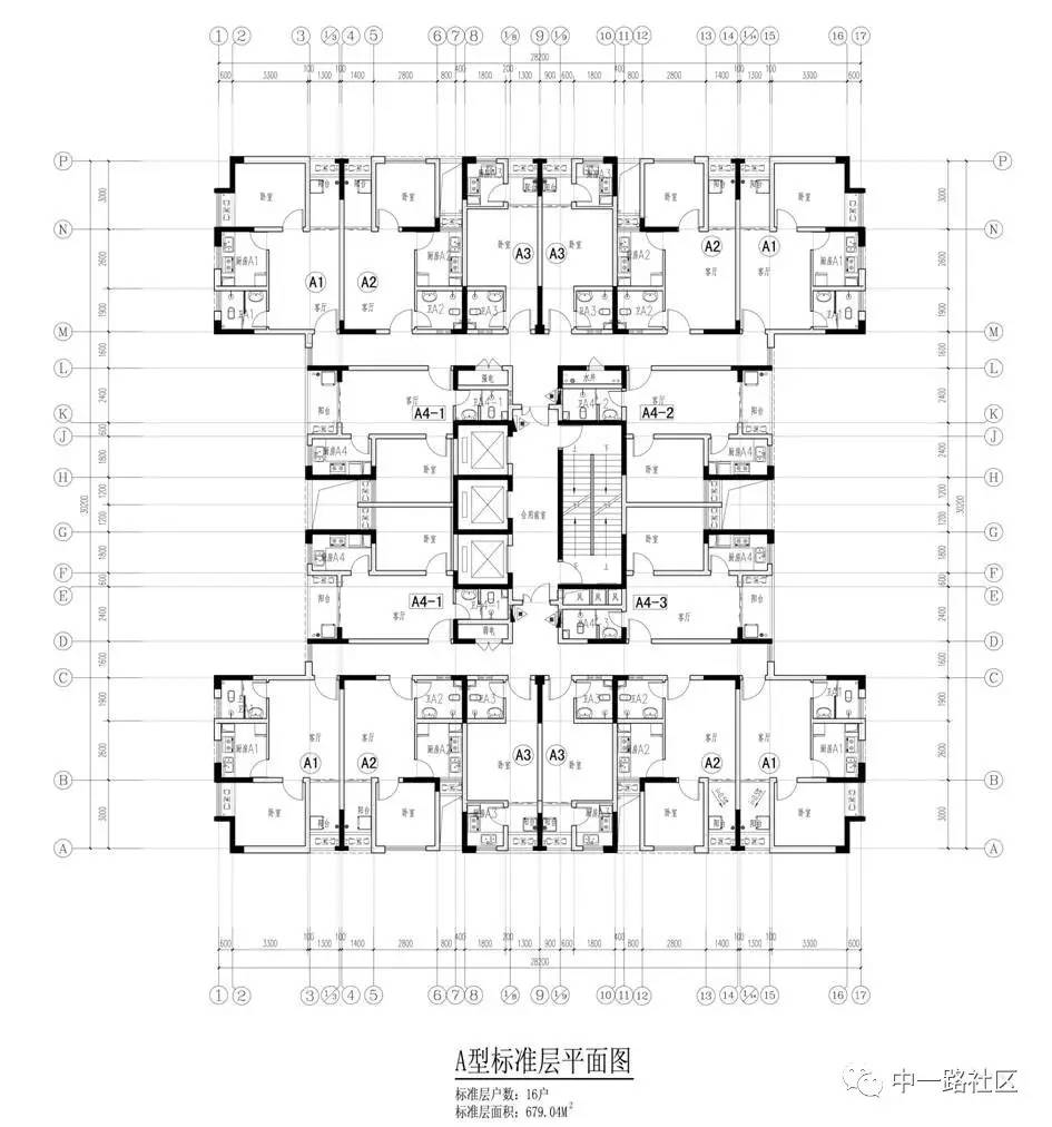 f型标准层平面图 附:城南家园公租房各组团名称对照 水云路社区所辖1