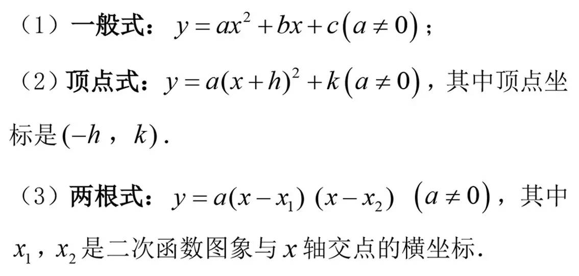 二次函数的表达式【建议】高中教材很少专门对二次函数进行研究,所以