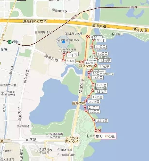 30 跑步地点 深圳湾体育中心后河汽车西南门——至深圳湾草地公园折返