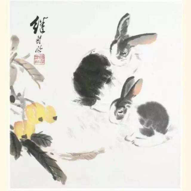 他长于工笔,白描和重彩,后多画写意,融中西画法于一炉.