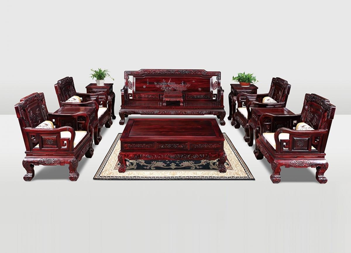 年年红木家具客厅中式实木沙发组合红木NNHM010 - 逛蠡口