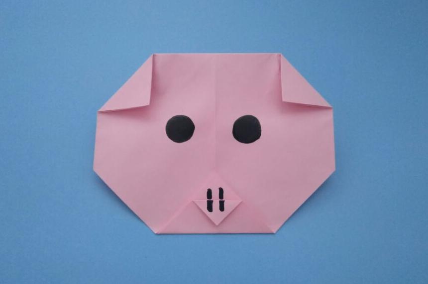 亲子diy折纸小猪,步骤超级简单,考考小朋友的动手能力