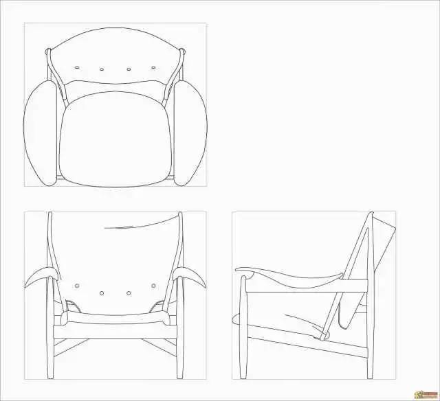 椅子设计手绘图三视图图片