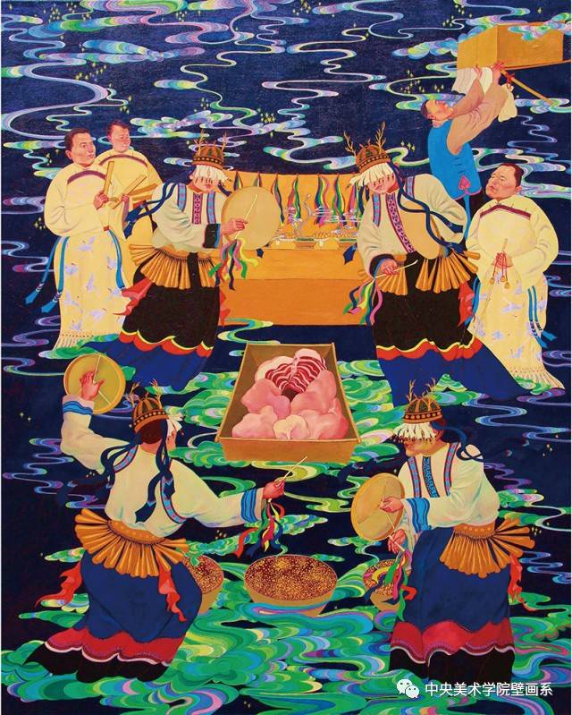 《满族萨满祭祀神话系列1》布面油画 95×116cm