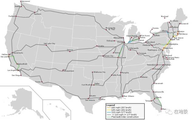 美国高铁线路图图片