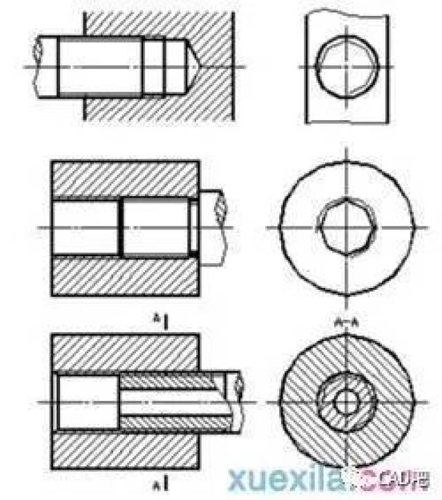 cad螺丝孔画法图片