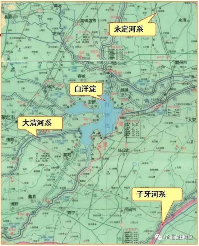 即:子牙河水系,大清河水系,永定河水系;两大功能区:白洋淀,雄安新区