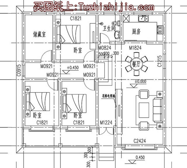 新農村自建平房施工建築圖,外觀精緻,佈局合理!