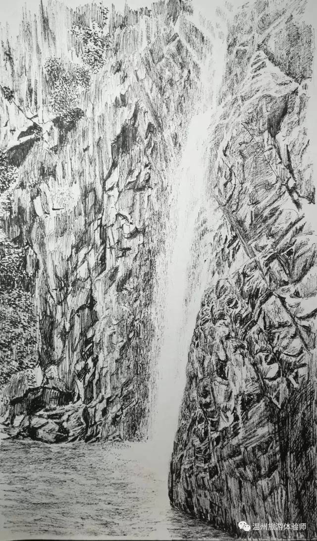 望庐山瀑布素描图片
